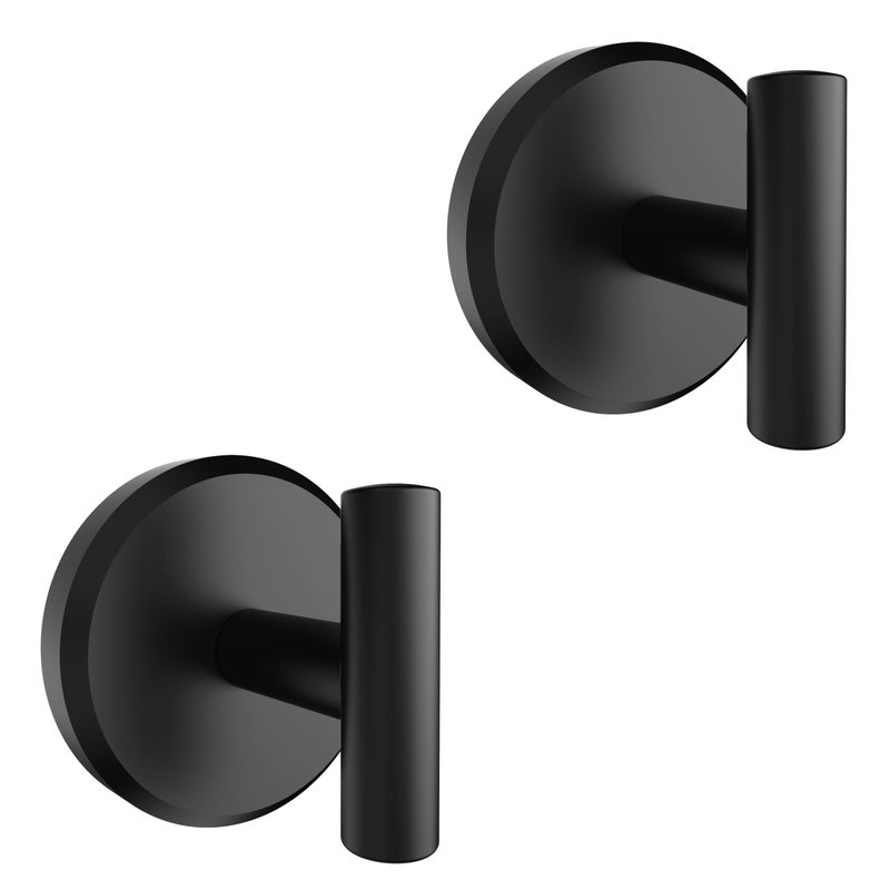 HOME SO Suction Cup Hooks T Shape for Shower, Bathroom, Glass Door, Mirror, Tile - Loofah, Towel, Coat, Bath Robe Hook Holder for Hanging up to 15 lbs - Waterproof & Rustproof, Black Matte (2-Pack) - Image 1